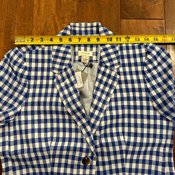 J. Crew Gingham Linen Schoolboy Blazer Jacket Sz 8 Petite - Picture 5 of 15